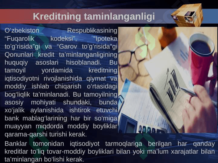 Kreditning ta’minoti va uning shakllari pptx 3