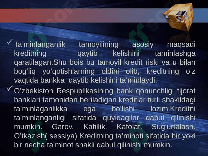 Kreditning ta’minoti va uning shakllari pptx 4