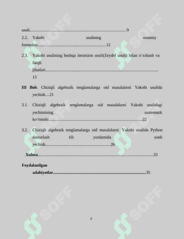 Chiziqli algebraik tenglamalarni yechishning iteratsion usullari. Yakobi usuli 2