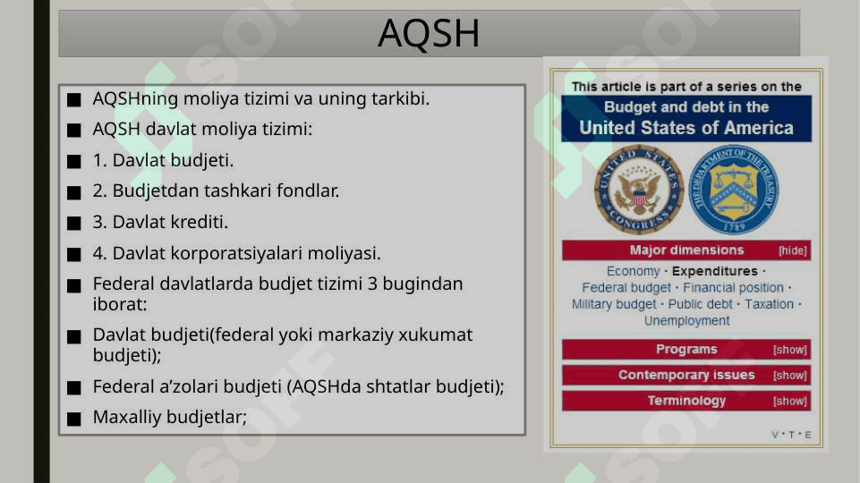 AQSH budjet tizimi 2