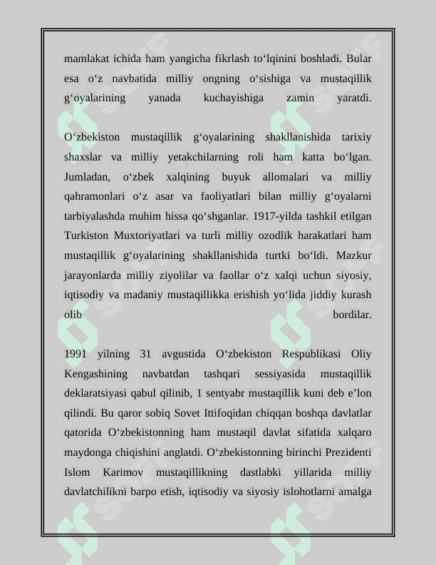 OʻZBEKISTONDA MUSTAQILLIK GʻOYALARIING TARIXIY ASOSLARI 4