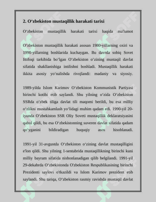 OʻZBEKISTONDA MUSTAQILLIK GʻOYALARIING TARIXIY ASOSLARI 6
