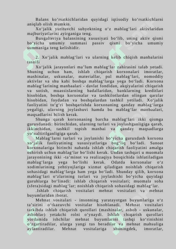 Buxgalteriya balansi, uning tuzilishi va mazmuni 4