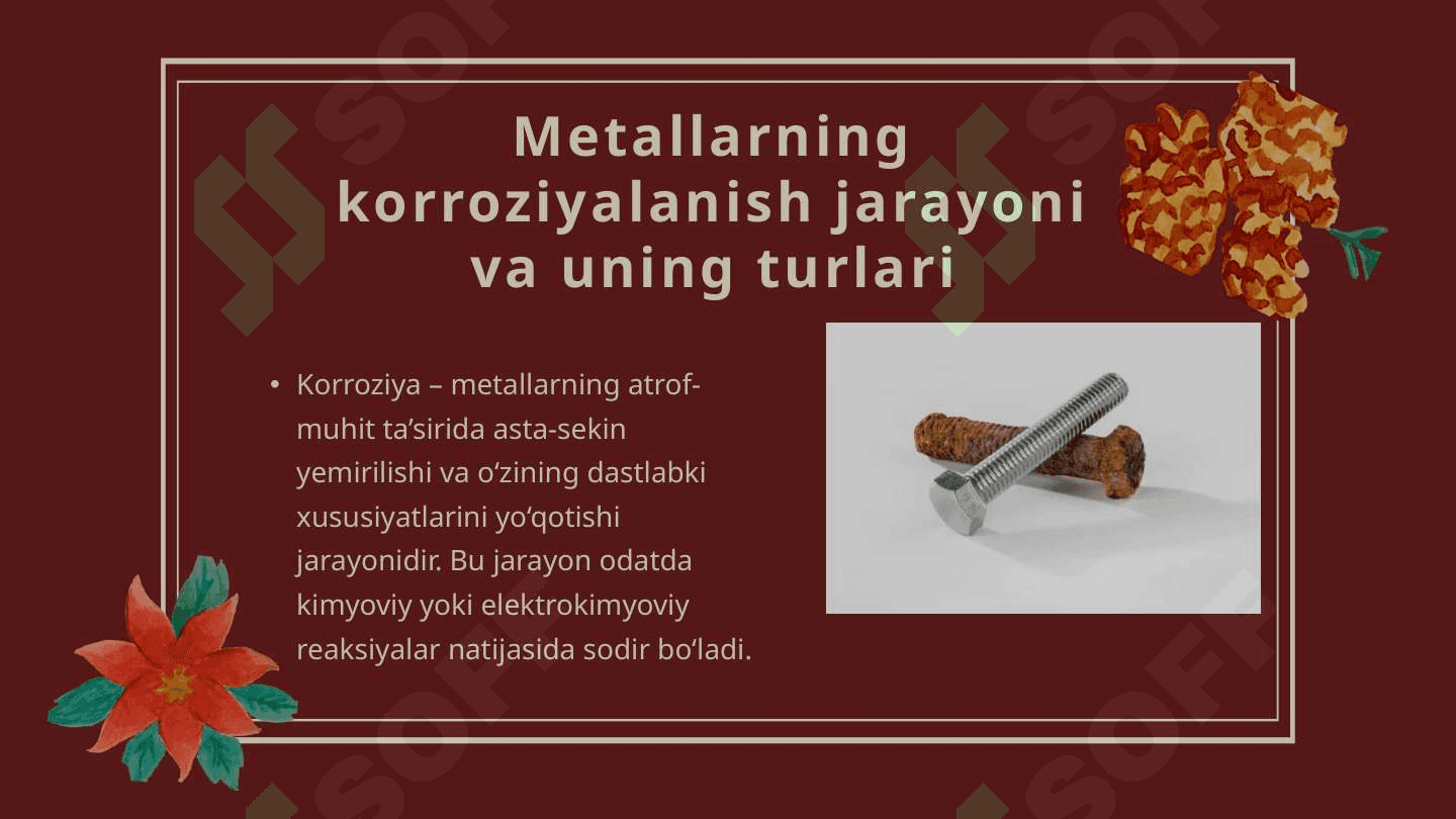 Mavzu: Metallarning korroziyalanishi 4