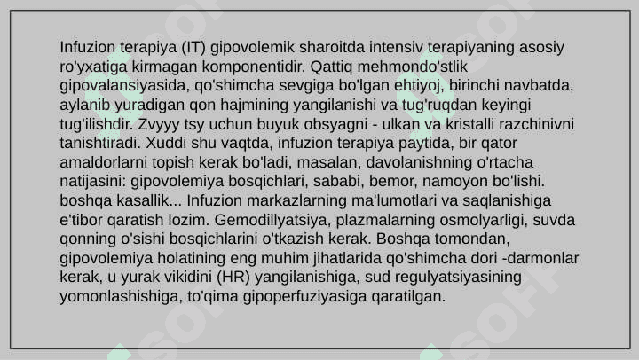 INFUZION TERAPIYA KO`RSATMA VA QARSHI KO’RSATMA 2