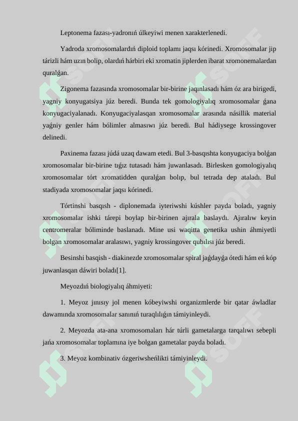 Meyozdıń biologiyalıq áhmiyeti 2