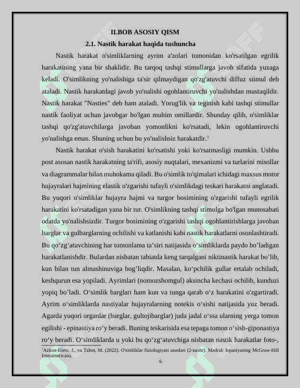 O’simliklarning harakatlanishi word. 6