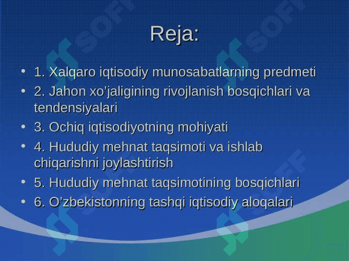 Xalqaro iqtisodiy aloqalar va integratsiya 2