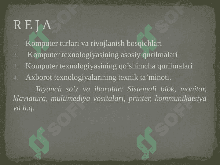 Komputer va axborot texnologiyalarining texnik ta’minoti va multidemiya vositalari 2