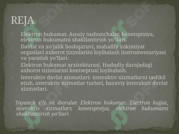 «ELEKTRON HUKUMAT» TIZIMI ASOSLARI 2