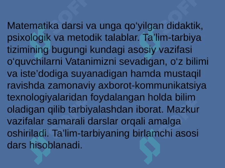 Boshlangʻich sinflarda matematika darsligining tuzulishi va dars tizimi. 2