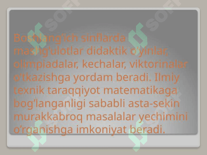 Ixtisoslashtirilgan boshlang’ich sinflarda matematika o’qitish 4