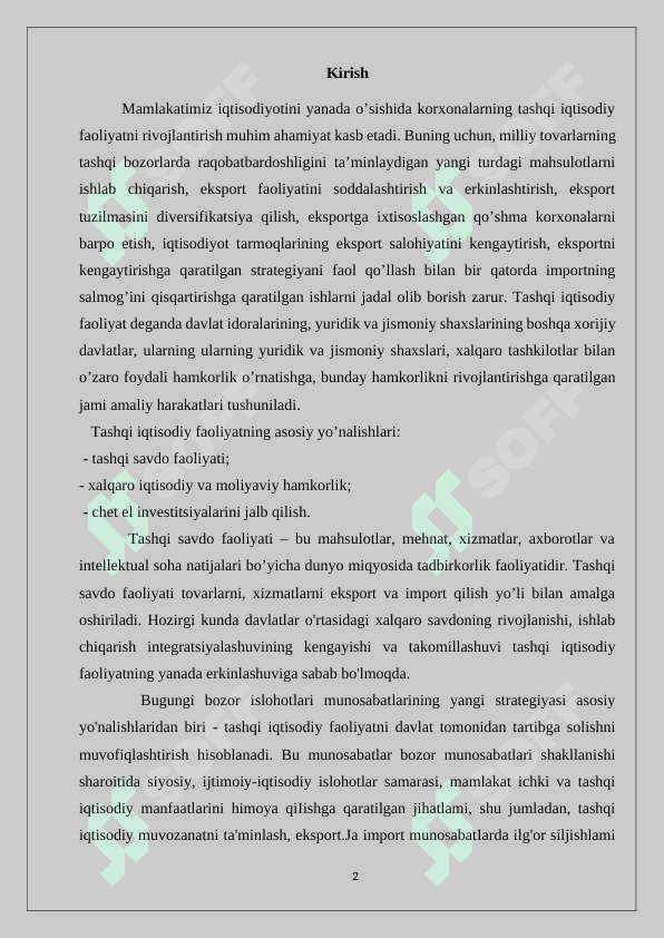 O'ZBEKISTON TASHQI IQTISODIY FAOLIYATINING ASOSIY YUNALISHLAR 2