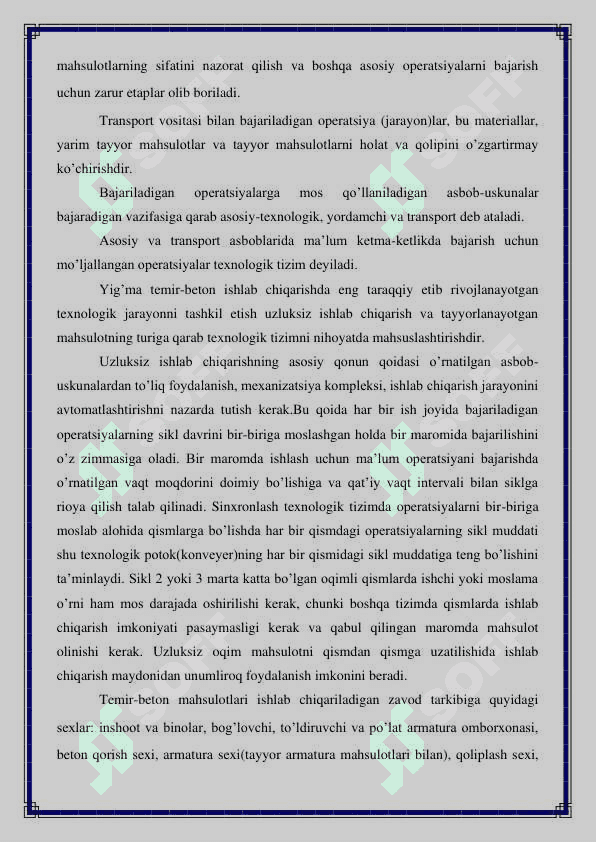 Uzliksiz usulda yo’l cheti bardiyorlarini ishlab chiqarish korxonasini loixalash 7