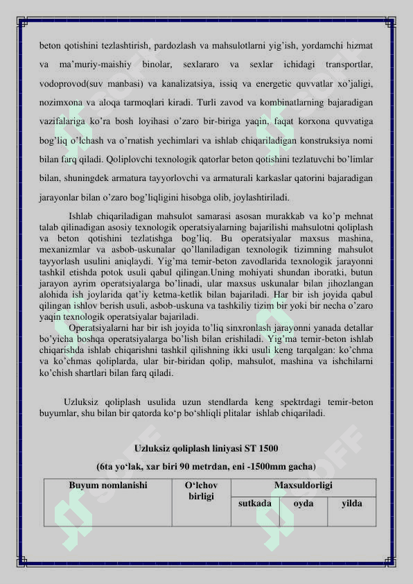 Uzliksiz usulda yo’l cheti bardiyorlarini ishlab chiqarish korxonasini loixalash 8