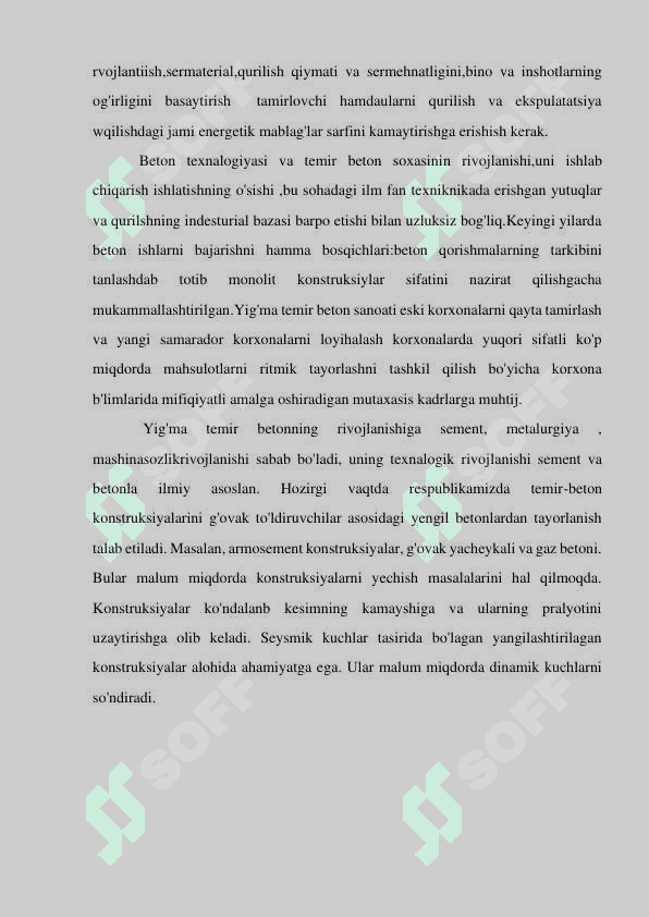 Yo’l ajratuvchi temir beton to’siqlar ishlab chiqarish korxonasini loyixalash 5