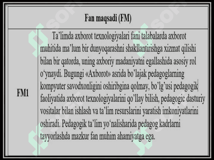 “Ta’limda axborot texnologiyalari” fani 3