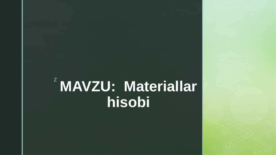 Materiallar hisobi