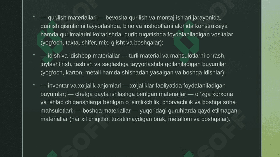 Materiallar hisobi 7