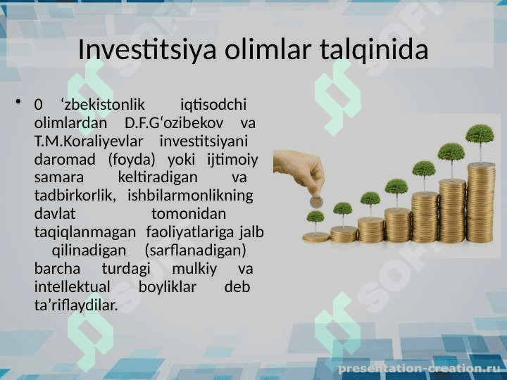 INVESTISIYALARNING IQTISODIY MAZMUNI VA MOHIYATI 6