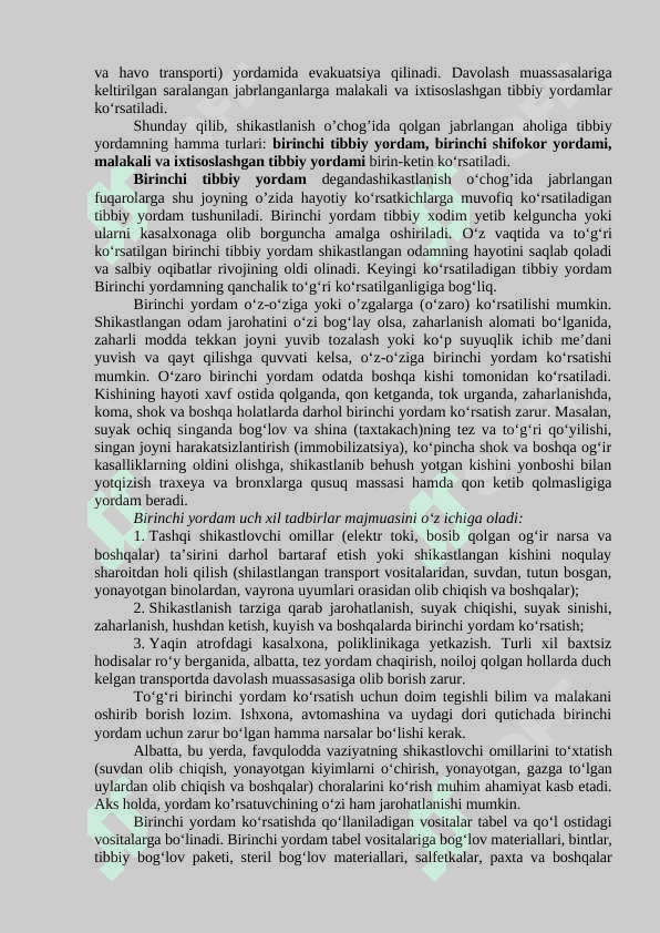 Favqulodda vaziyatlarda jarohatlanganlarga birlamchi tibbiy yordam kо‘rsatish 3