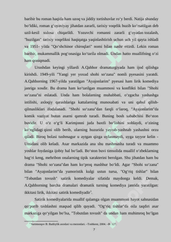 ABDULLA QAHHOR HIKOYALARINING KOMPOZITSION XUSUSIYATLARINI O‘RGANISH.KURS ISHI.doc 7