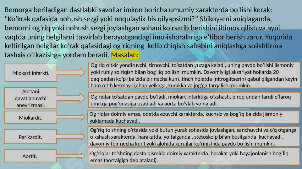 Yurak qon tomir kasalliklarida bemorlarni tekshirish usullari 5