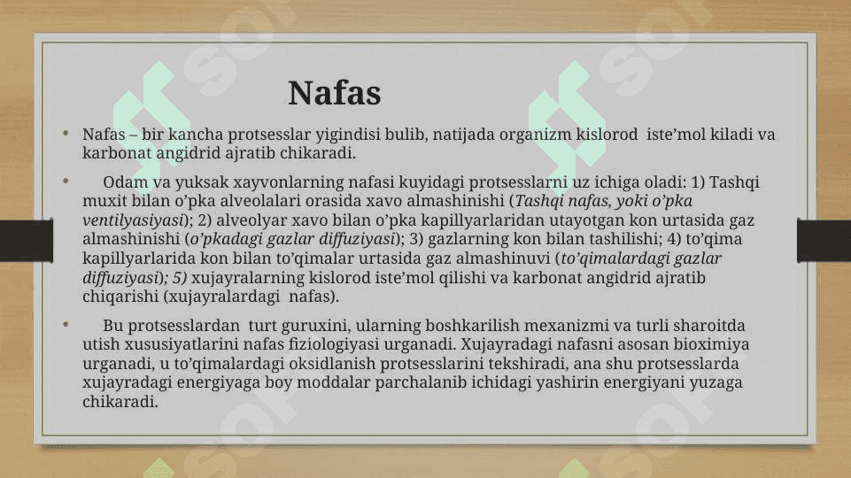 Nafas tizimining funksional xususiyatlari 2