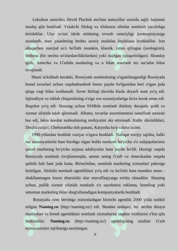 BRENDNI  NOMLASH 6
