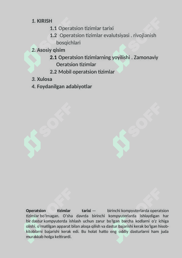 ZAMONAVIY OPERATSION TIZIMLAR TAXLILI 2