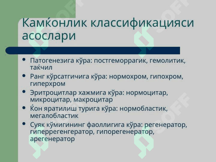 Камқонлик патофизиологияси 6