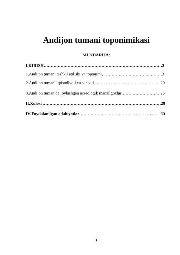 Andijon tumani toponimikasi