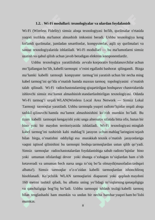 Wi-Fi moduli asosida aqlli uy qurilmalarini boshqarish tizimini ishlab chiqish 8
