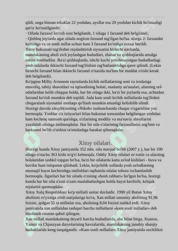 Xitoy  xalq  respublikasining   demografik  xususiyatlari. 6