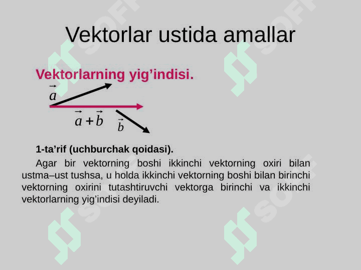 VEKTORLARNING SKALYAR  VEKTOR VA ARALAH KO'PAYTMALARI taqdimot 7