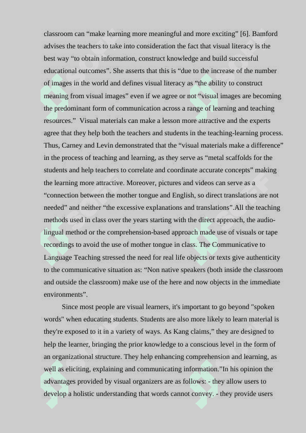 Design of visual aids for the English  Classrooms 6