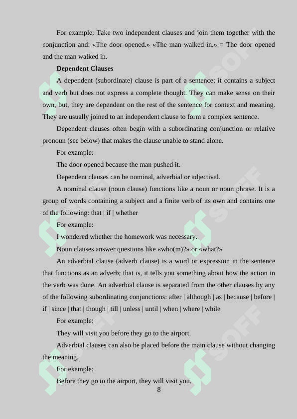 TYPES OF SUBORDINATE CLAUSES IN MODERN ENGLISH 8