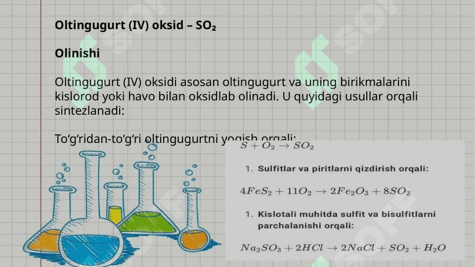 Oltingugurt (lV)oltingugurt ( Vl)oksidi olinishi va xossalari 3