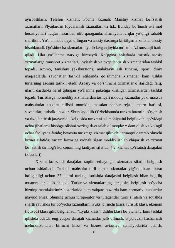TURIZM SOHASIDA XIZMAT KO’RSATISH 6