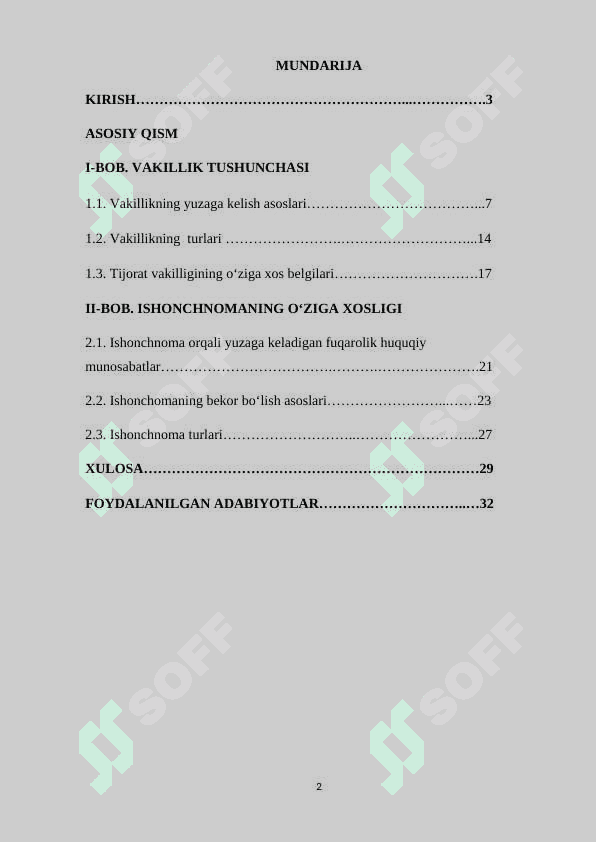 VAKILLIK VA ISHONCHNOMA 2