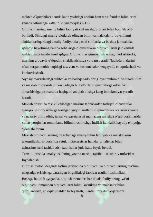 Tarix darslarida tarixiy manbalardan foydalanish. 8