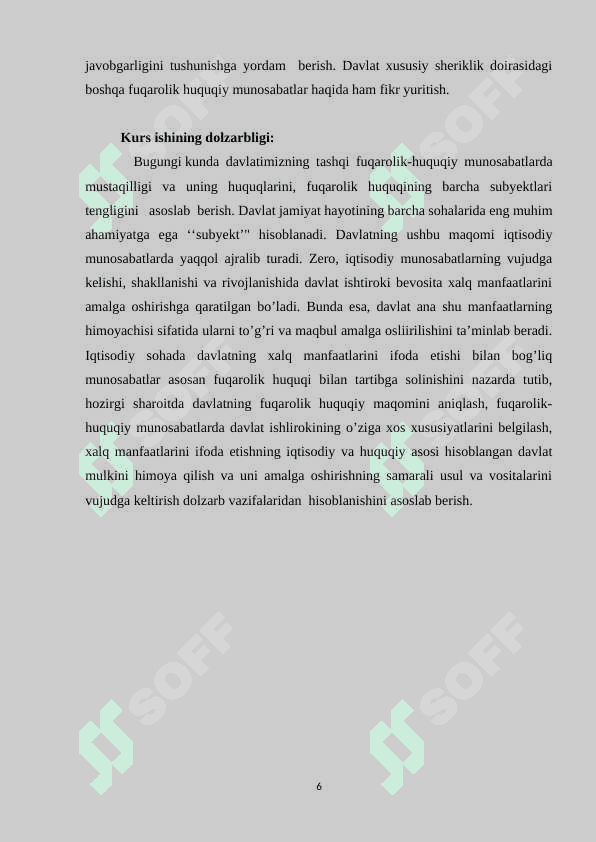 FUQAROLIK   HUQUQIY   MUNOSABAT    ISHTIROKCHISI   SIFATIDA   DAVLATNING   TUTGAN  O’RNI 6