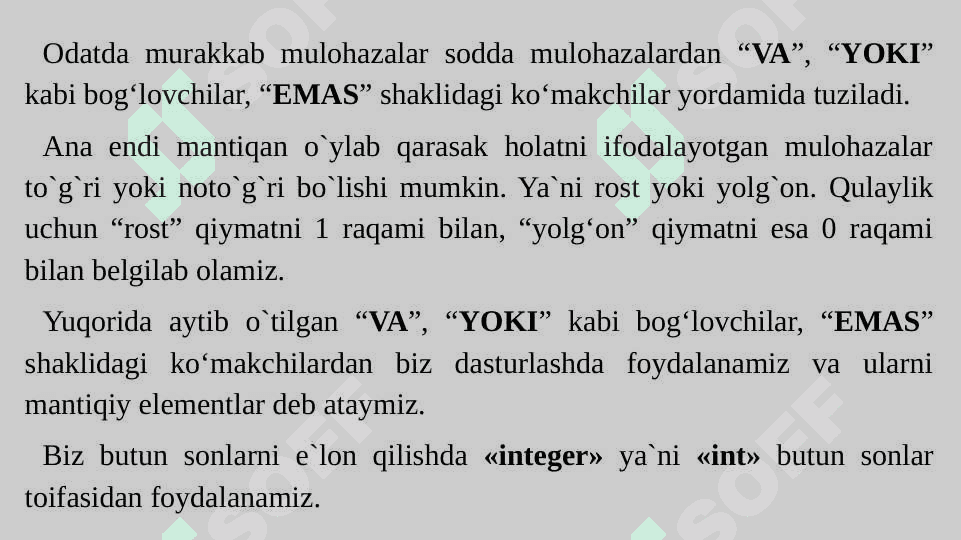 Robototexnikada Mantiqiy elementlar "va" , "yoki", "inkor" 4
