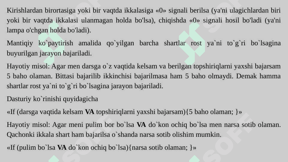 Robototexnikada Mantiqiy elementlar "va" , "yoki", "inkor" 7