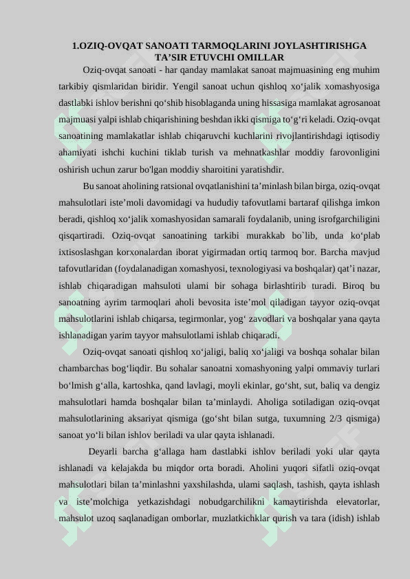 O`zbekistonning oziq-ovqat sanoati tarmoqlar geografiyasi 4