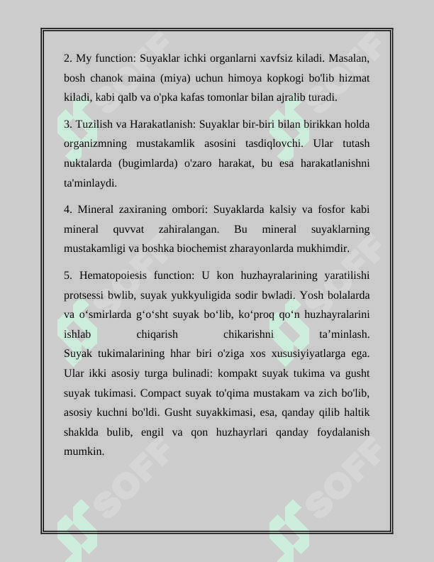 SUYAK TO‘QIMALARI. SUYAKLANISH TURLARI 4