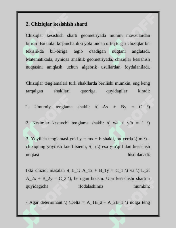 TO’G’RI CHIZIQLARNING KESISHISH NUQTASI VA UNI TOPISH USULLARI 6