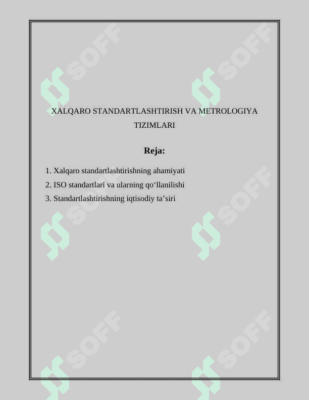 XALQARO STANDARTLASHTIRISH VA METROLOGIYA TIZIMLARI 2