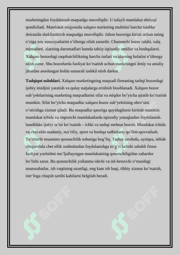 Xalqaro marketingda barqaror raqobat afzalligini yaratish 5