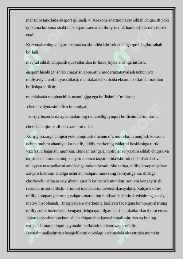 Xalqaro marketingda barqaror raqobat afzalligini yaratish 8